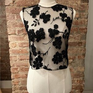 Chic Black Embroidered Tank Top